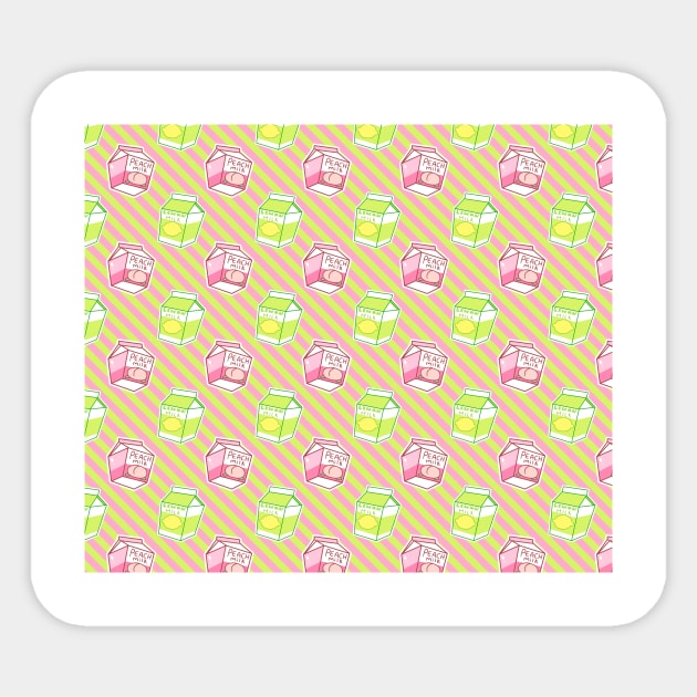 Lemon Peach Milk Stripes Pattern Sticker by saradaboru